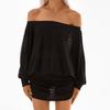 Abito da Donna a Spalle Scoperte Manica Lunga Casual Sexy