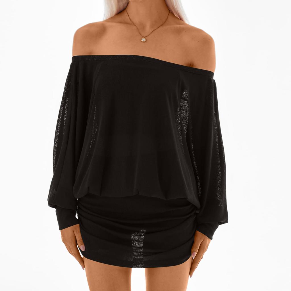 Abito da Donna a Spalle Scoperte Manica Lunga Casual Sexy