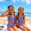 Costume da Bagno Due Pezzi per Bambina Set Top Corto Senza Maniche con Stampa di Paillettes e Slip a Vita Alta Costumi da Bagno per Bambini Estate Abbigliamento da Spiaggia