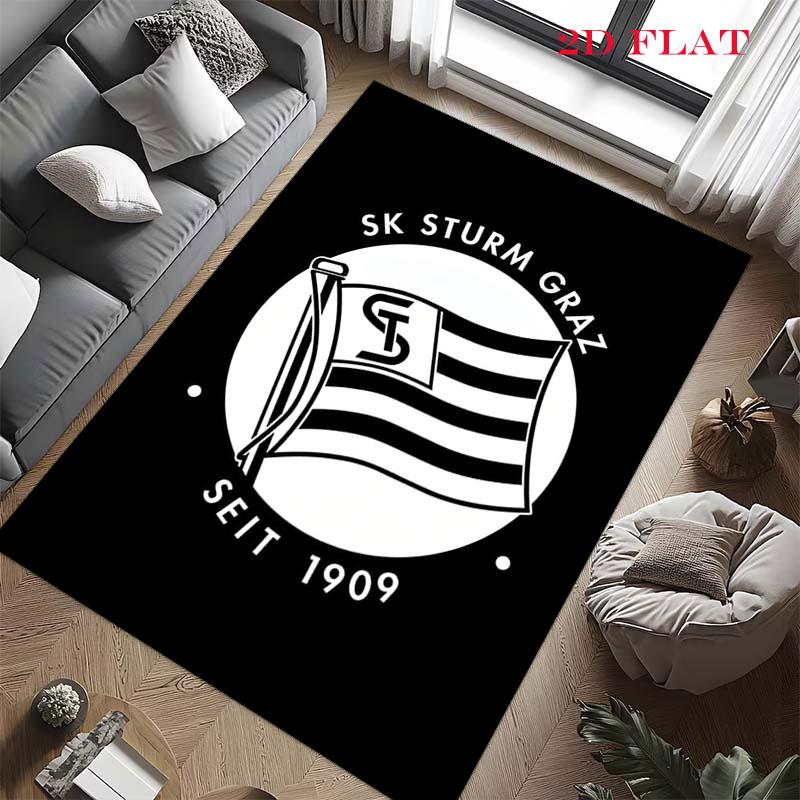 Tappeto con logo SK Sturm Graz per Soggiorno, Camera da Letto, Decorazione Divano di Casa, Tappetino Antiscivolo per Giochi Bambini