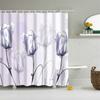 Rose Plum Blossom Flowers Print Waterproof Shower Curtain Washable Fabric Bath Curtain Home Bathroom Curtains With 12 Hooks