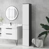 Space-Saving Bathroom Column in Wood with 2 Cabinets and Drawer, 30x28x180 cm, Black