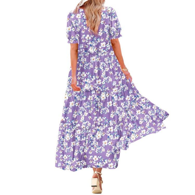 Boho Flowy Women Floral Maxi Bodycon Dress Going Out Slip Picnic Dress
