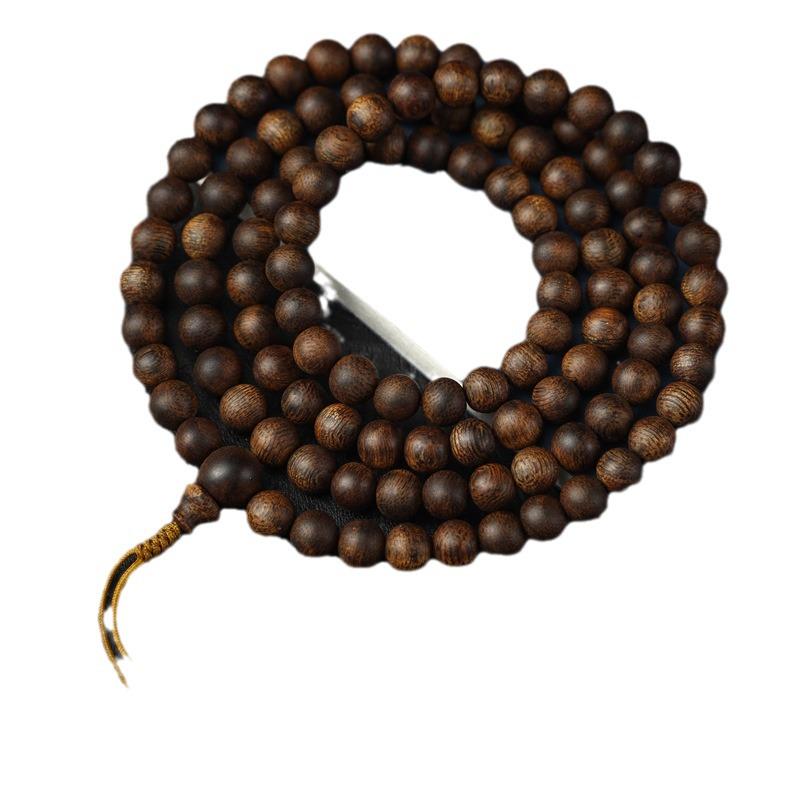 Vietnam Nha Trang Purple Agarwood Unisex Bracelet - Natural Wild Sinkwood Buddhist Prayer Beads, 108 Beads