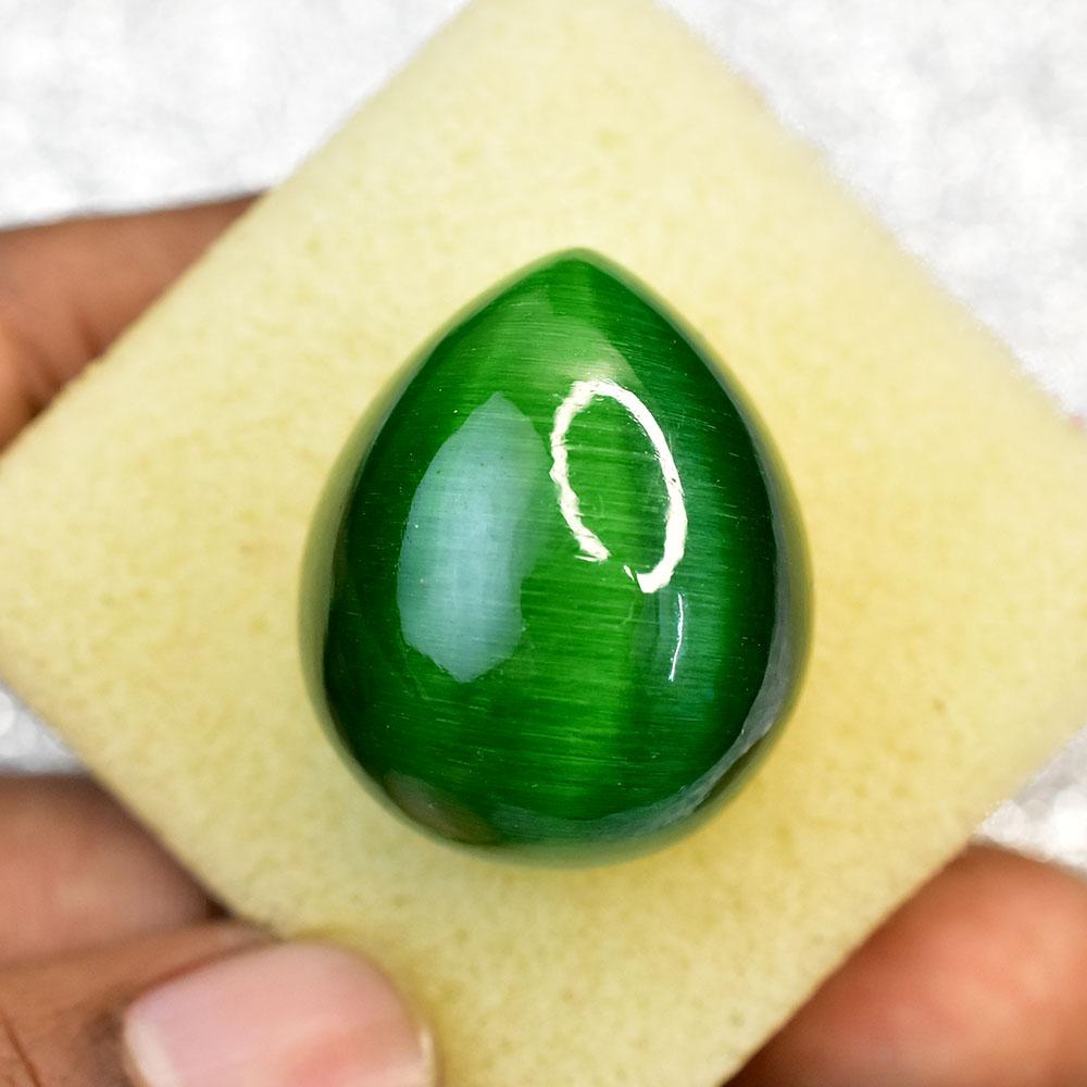 Pear Cabochon Cut 113 ct Natural Cat'S Eye Green Loose Gemstone for Jewelry Making and Crafts