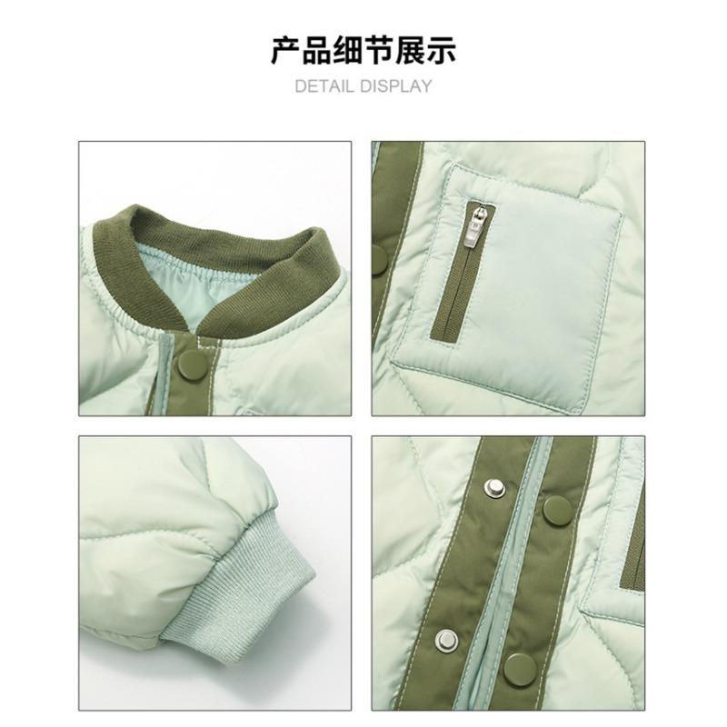 Kids Color Block Winter Warm Padded Coat Unisex Boys Girls Outerwear
