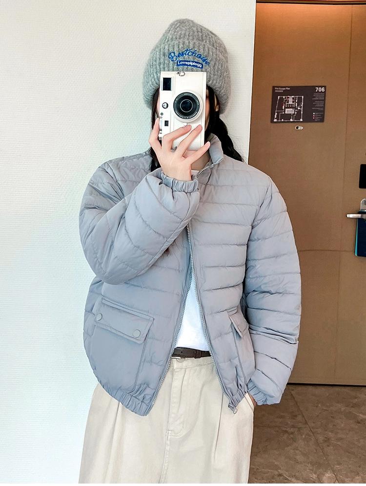 Solid Short Lightweight Warm Down Jacket for Women