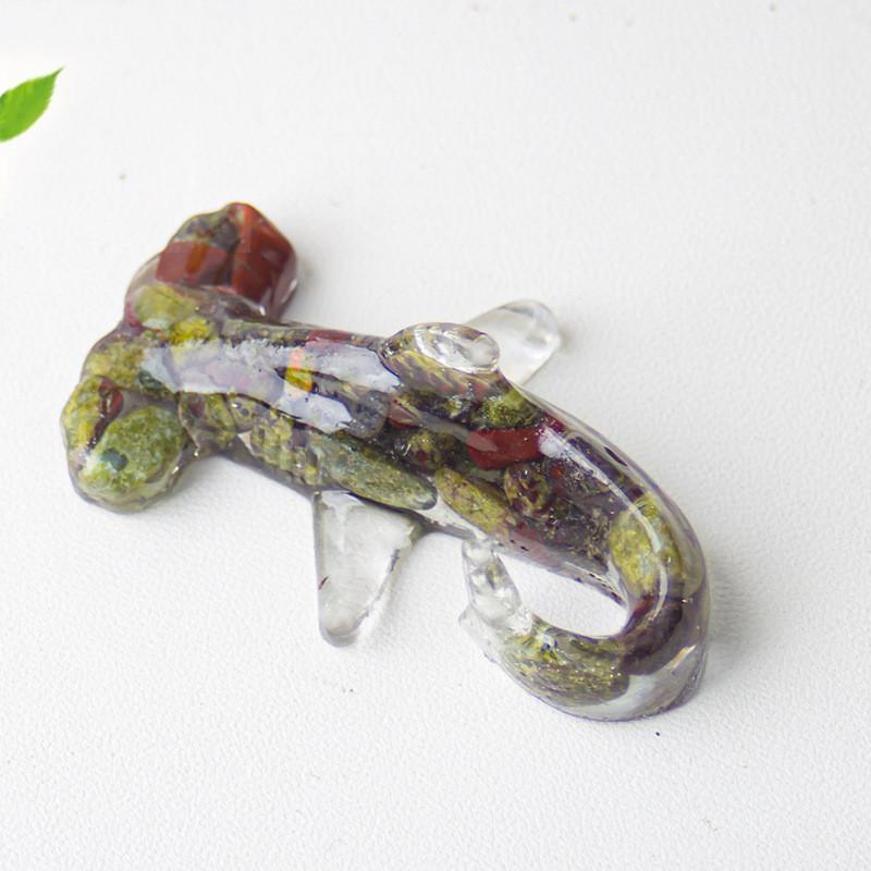 Hammerhead Shark Resin Art Sculpture With Natural Crystal Stones For Office Decor And Gift Giving