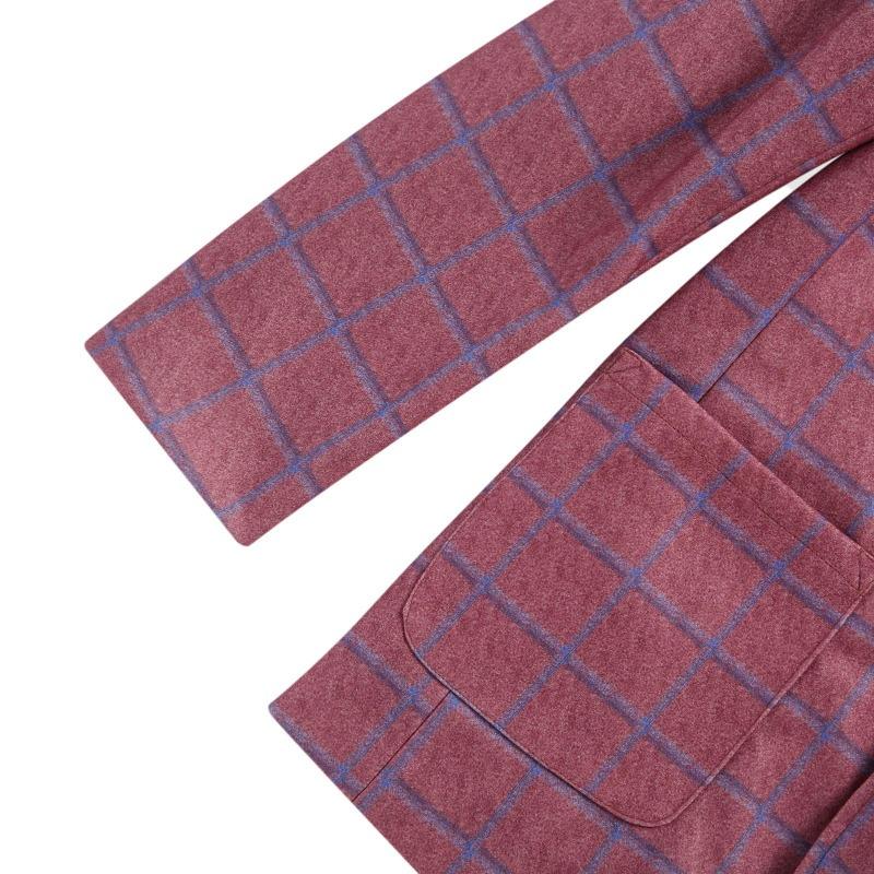 Pánské kostkované sako s klopami a dlouhým rukávem, ležérní sako, svrchník