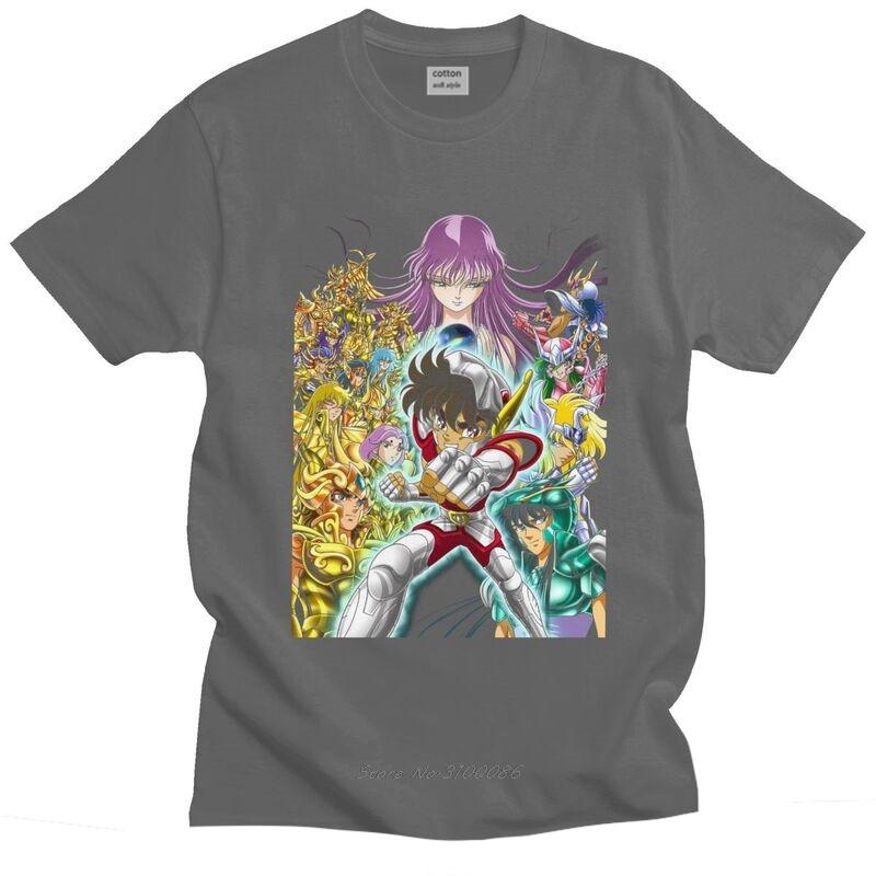 Japanese Mythological Manga Tee Top Saint Seiya T Shirt Men Cotton Tshirt Short Sleeved Knights of the Zodiac T-shirts Clothing
