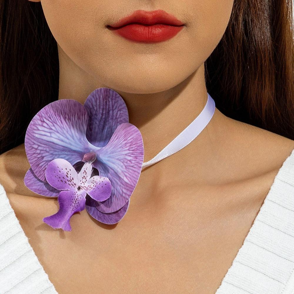 Charm Phalaenopsis Collarbone Chain High-end Flower Choker Exquisite Flower Necklace for Gifts