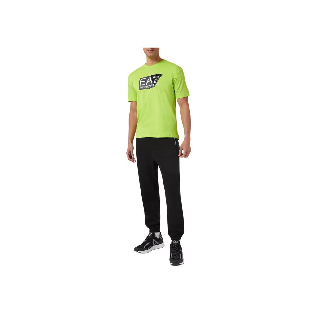 Emporio Armani EA7 SS24 Geometrisches Logo-Print Kurzarm-T-Shirt Herren Oberteile Leuchtendes Grün 3DPT09-PJ02Z-1873