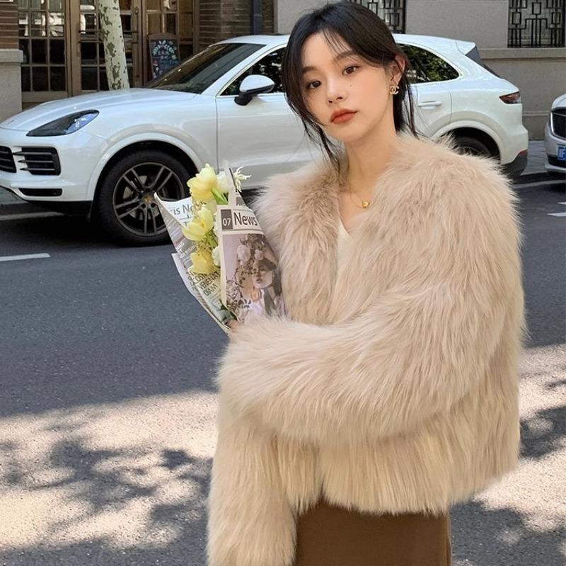 

Осень и зима новая шуба из искусственного меха женская имитация лисьего меха короткая шуба из тосканы темперамент S Below 47.5kg