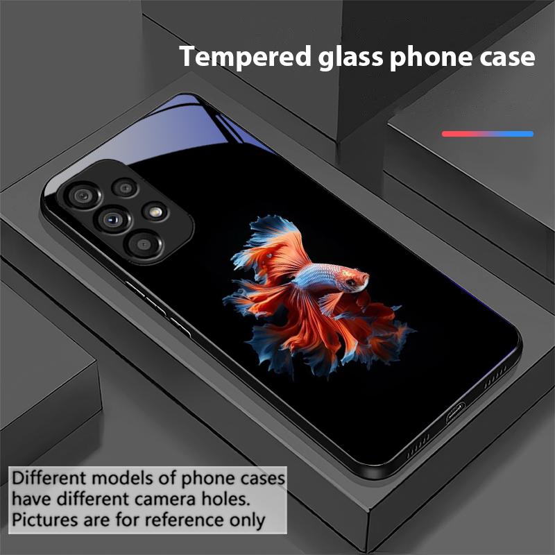 Colorful Cute Fish For Samsung Galaxy S10 S20 Plus S21 FE S22 S23 S24 FE S25 Ultra Black Tempered Glass Phone Case Hard Shell