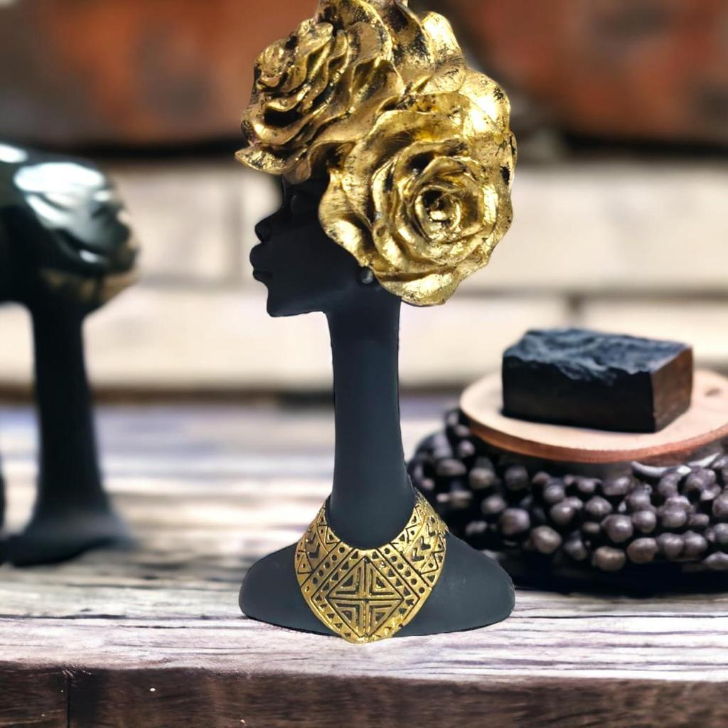 Harz Afrikanische Blume Dame Schaustück Skulptur Dekorative Figur Für Heimdekoration, Ethnische Dekoration Fantasy Schwarze Dame Figur Ethnische Statue