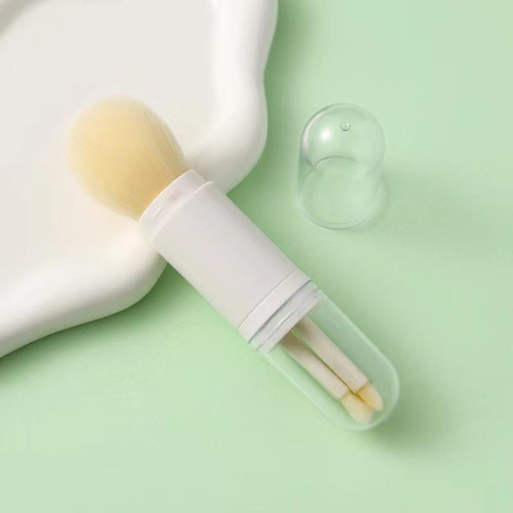 

Кисть для макияжа 4-в-1, выдвижная кисть для растушевки пудры, многофункциональная косметическая кисть, дорожная белый