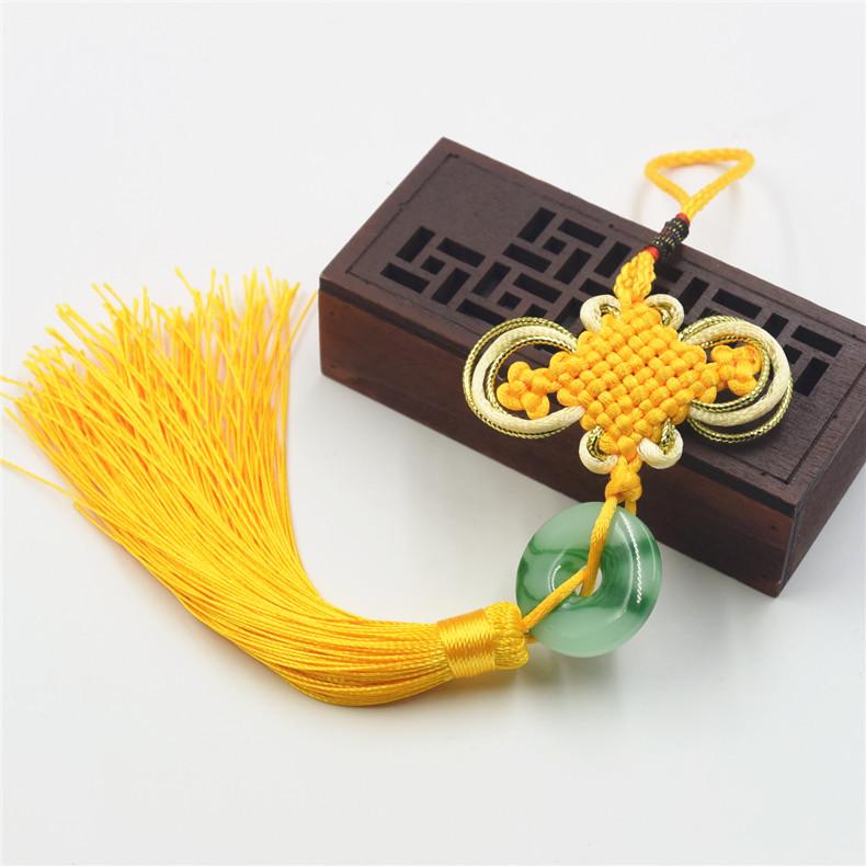Imitation Jade Sheet with Gold Edge: 8-Plate Wall Calendar with Decorative Knot Pendant Green Jade Sheet with Gold Knot золотистый