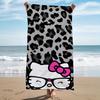 1Pc Sanrio Hello Kitty Leopard Print Beach Towel Polyester Quick Dry Lightweight Soft Towel For Swimming Surfing Camping Travel