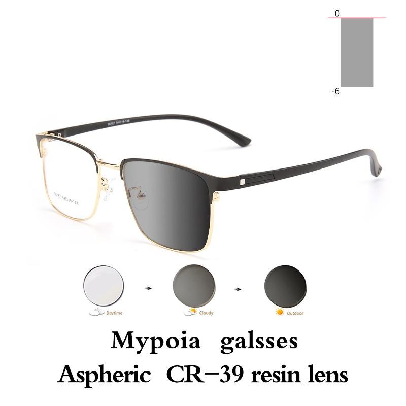 Photochromic Glasses for Men Women Myopia Eyewear Students Short Sight 0 to -6 Diopter Adjustable Lightweight