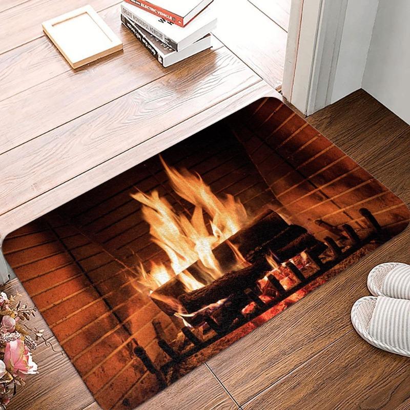 Bonfire Unlock and Other Patterns Non-Slip Small Rug Waterproof Easy Clean Floor Mat for Indoor Outdoor Use Durable Home Decor