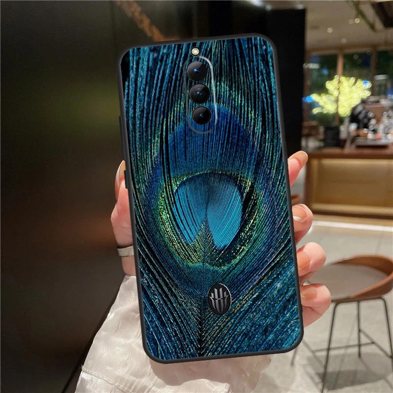 Vogel Pfauenfeder Hülle Für ZTE Nubia Red Magic 11 10 9 8 9S 8S 10S Pro Plus 6 7 6S 7S Für RedMagic 10 Air Cover