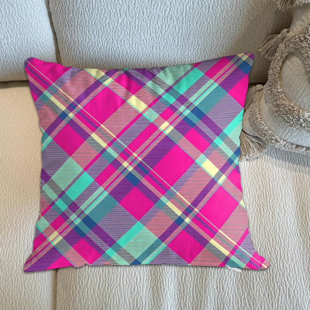 Kawaii Grid And Wave Ornamental Pillows Decorative Cushion Covers 45X45 Cushions Cover Home Decor Items Decorations Bedroom