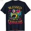 Vintage Sewing Machine T Shirt Blessed Are The Qurailers With Stars Vintage Breathable Slightly Stretched Graphic