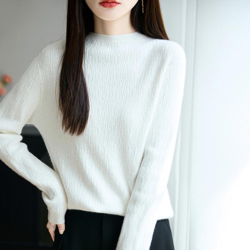 DAFIFY Women's Fashion Casual Fall Winter Solid Color Print Long Sleeve Half Turtleneck Sweaters