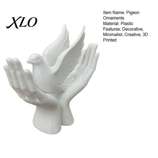 Tabletop Ring Holder 3D Printed Peace Pigeon on Hands Ornament, Minimalist Statue, Decorative Bird Statue Hand Sculpture with Stable Base for