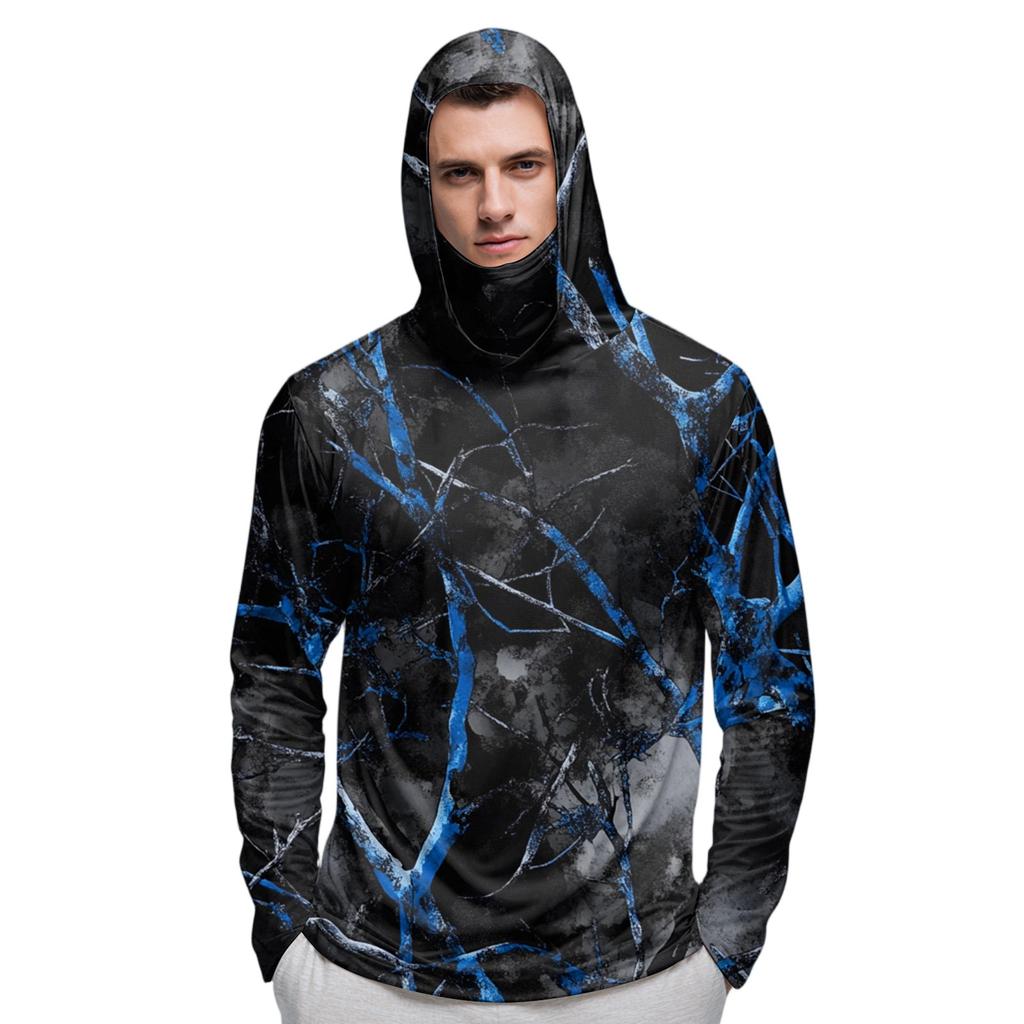 Herrenhemd mit Maske Leichtgewicht Langarm Kapuze Wandern Angeln Performance