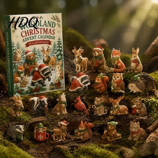 Advent Calendar for Boys 24 Days Christmas Calendar Forest Animals Countdown Collectible Surprise Boxes Cute Acrylic Toys Holiday Party Decoration