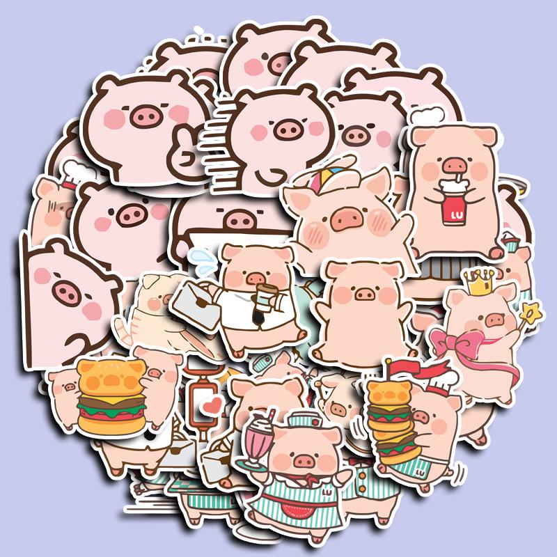 Lulu Pig Graffiti Stickers: 40 Cute Korean Cartoon Waterproof Sheets for DIY Decoration