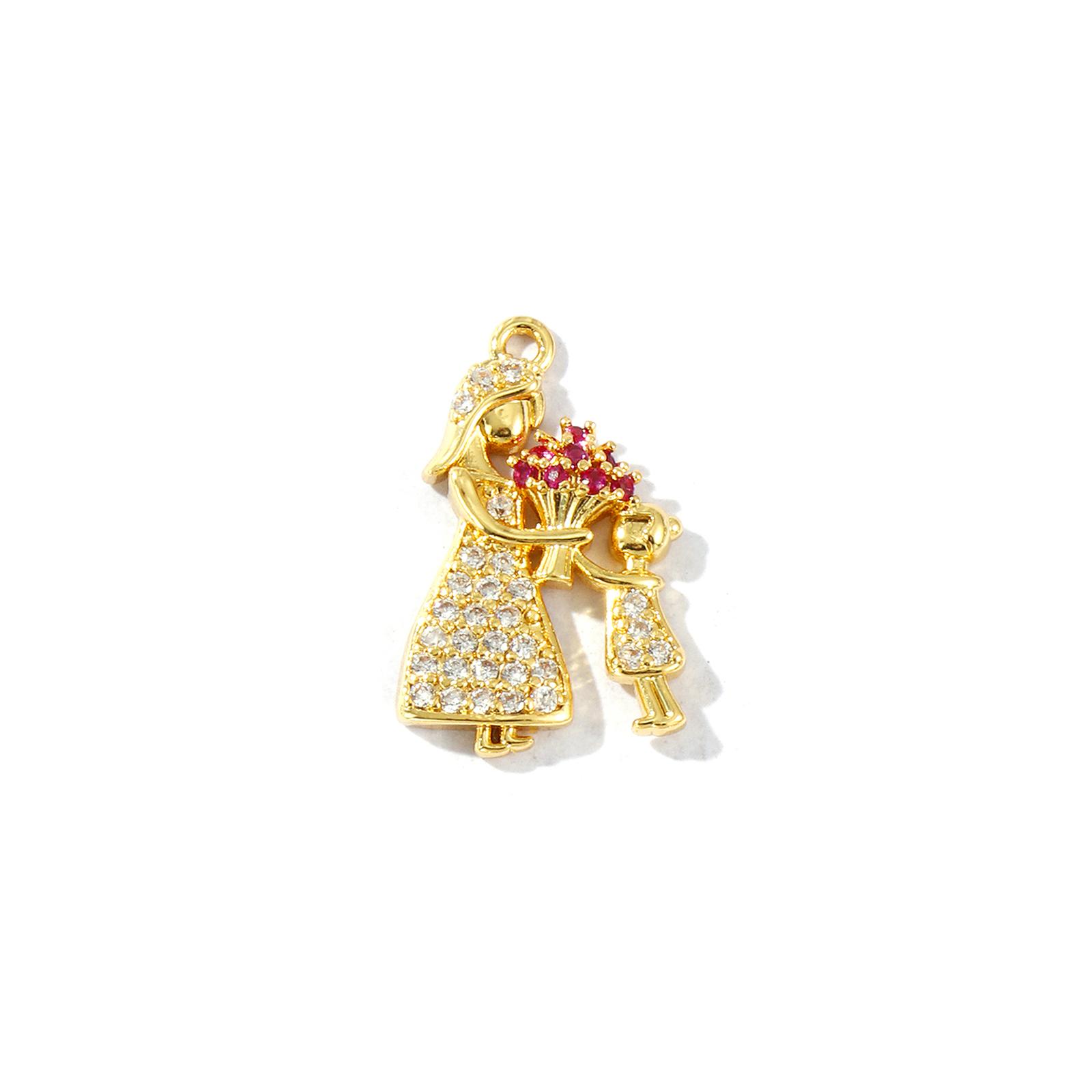 1 Piece Brass Mother s Day Charms Micro Pave Clear Cubic Zirconia Bouquet MAMA Letter Pendants For DIY Necklace Jewelry Making