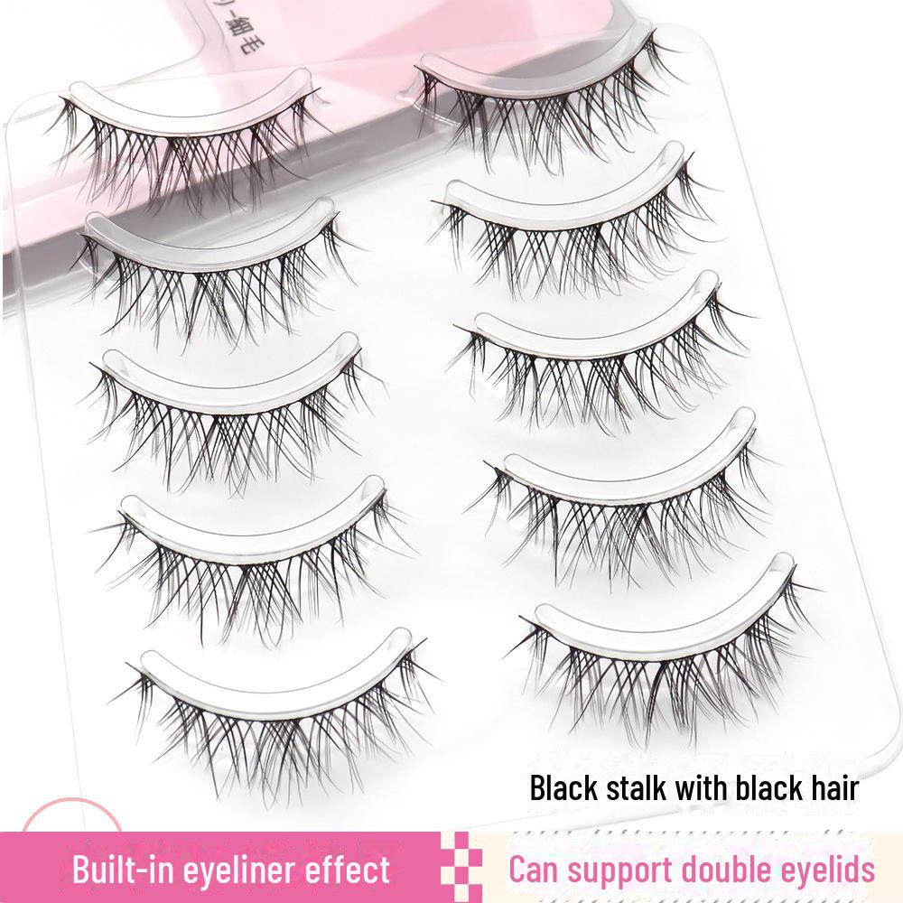 Schwarzes Haar Sonnenblume Falsche Wimpern mit dünnem schwarzem Stiel – Ideal für Doppellider und tägliches Make-up