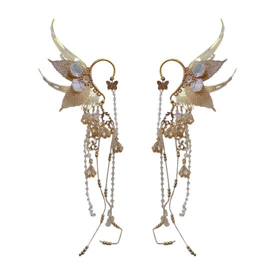 

1 пара женских серег Эльфийские каффы на уши Мечтательный хвост русалки Крыло бабочки Украшение Хэллоуин Рождество Косплей Свадьбы Ухо золотистый