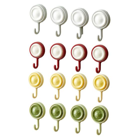 4PCS Sticky Hook with 360° Rotation Design Hook Strong Adhesive Stable Base Wall Hook for Towels Clothes Kitchen Utensils