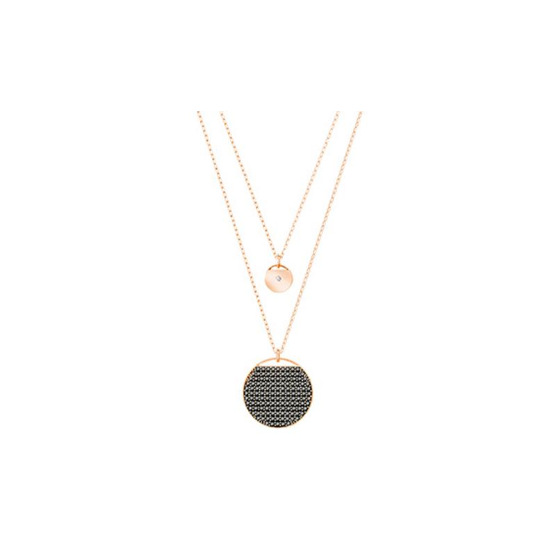 Swarovski Ginger Round Pendant Double Layer Necklace Women s Gray 5347299