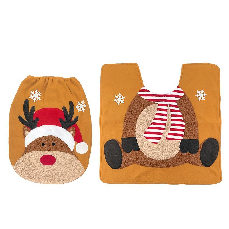 2PCS/SET Decoration Festive Atmosphere Cloth Durable Toilet Multi-element Toilet Cover Gift Christmas Cozy Bathroom