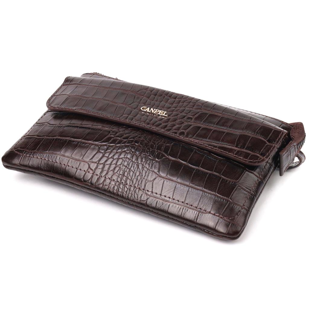 Clutch elegant pentru barbati din piele naturala texturata CANPELLINI 21547 Maro