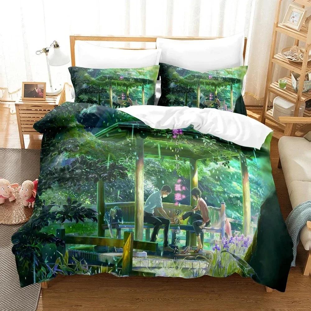3D Druck Japan Film The Garden of Words Bettwäschesets Bettbezug-Set mit Kissenbezug Twin Full Queen King Bettwäsche Bettwäsche