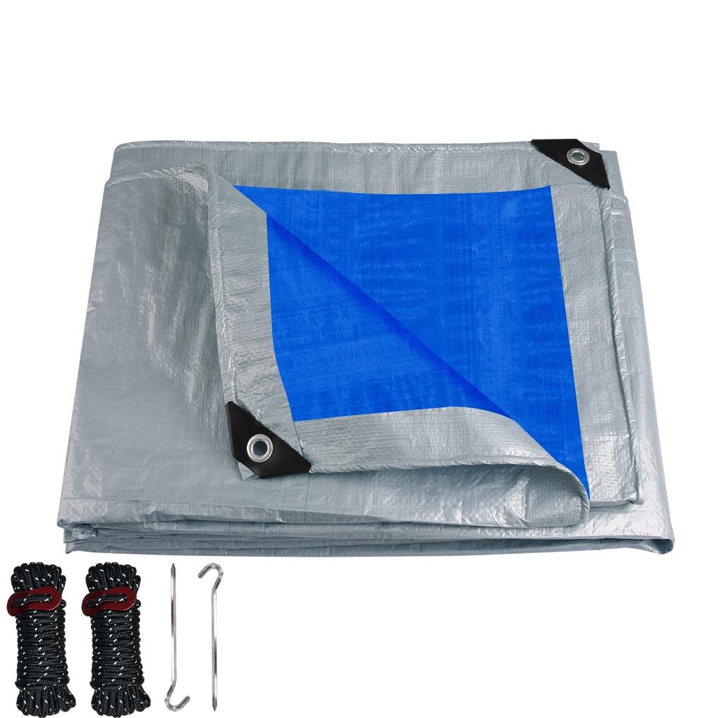 Waterproof Tarps Heavy Duty Tarpaulin Tear & Fade Resistant UV Resistant Outdoor Tarps with Grommets for Roof Camping Patio Pool