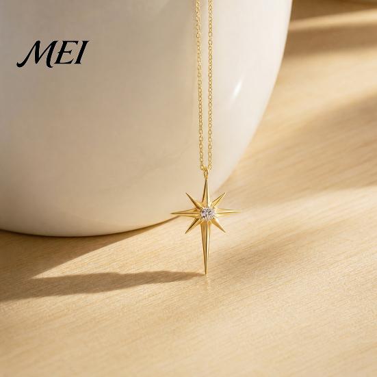 Elegant Star Charm Mini Eight-Pointed Necklace for Women, Rhinestone Gold Pendant Necklace, Chain Statement Jewelry Gift Her