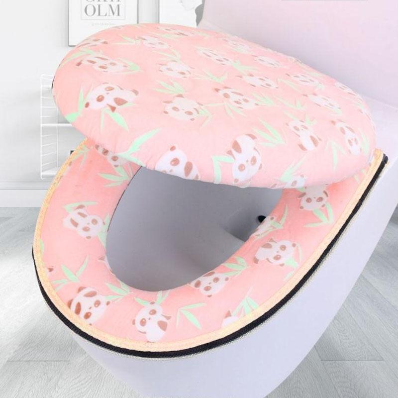 Zipper Type Waterproof Toilet Cover  Household Winter Coral Velvet Toilet Seat Cushion Universal Comfort Toilet Seat Cover