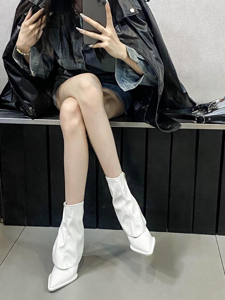 2025 Autumn/Winter Stiletto Heel Pointed Toe Women's Ankle Boots with Side Zipper