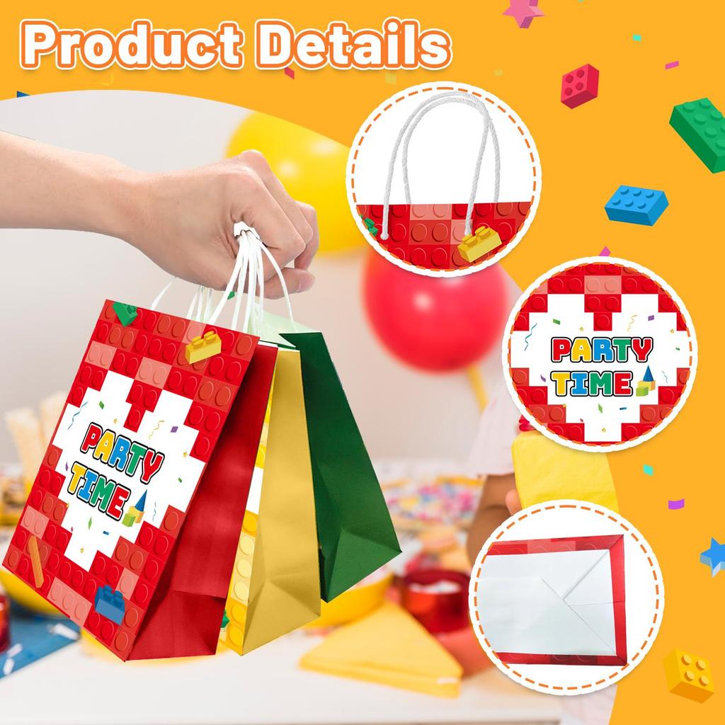 Sáčky na párty s kostkami, 24 ks Sada dárkových sáčků s kostkami - Párty sáčky s kostkami, Papírový sáček na párty s kostkami