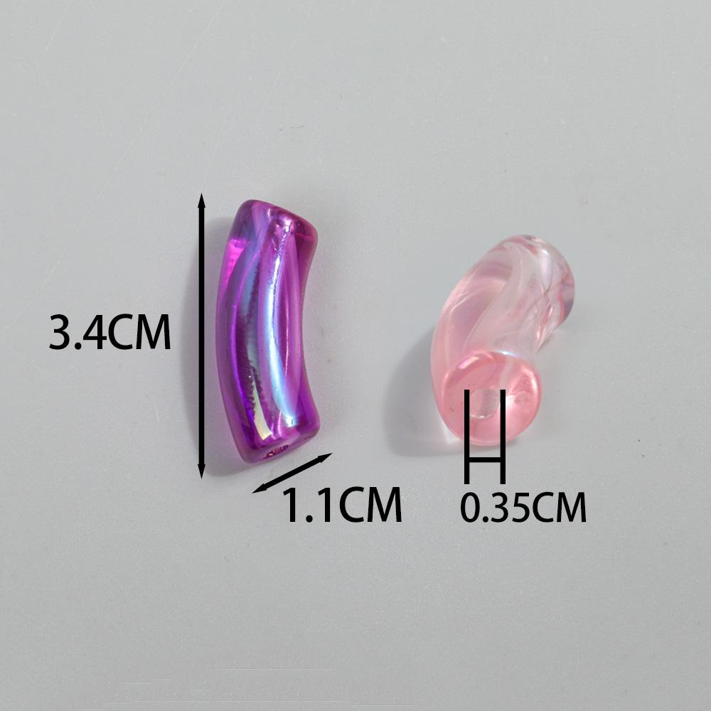 10pcs 34x11mm Acrylic Bamboo Curved Tube New Laser Transparent Loose Beads for Bracelet Necklace Making DIY Jewelry Accessories