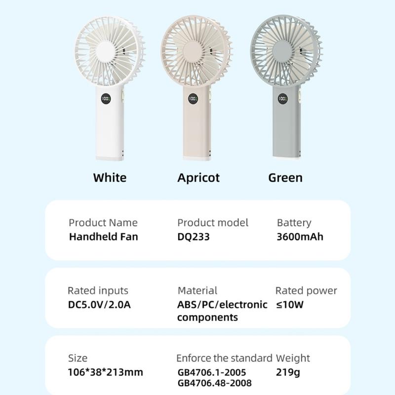 Rechargeable Fan Digital Fan USB Fan Camping Fan Powerful Fan USB Small Fan Suitable for Work School Bedroom Use