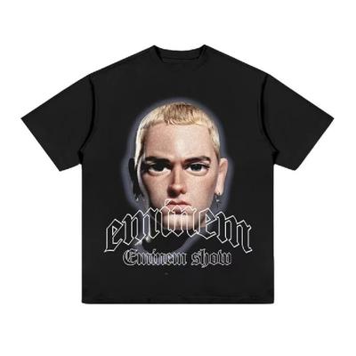 2025 New American Rap Star Cotton T-shirt Eminem 8 Miles Series Printed Short-sleeved Full Neckline Retro Casual Men