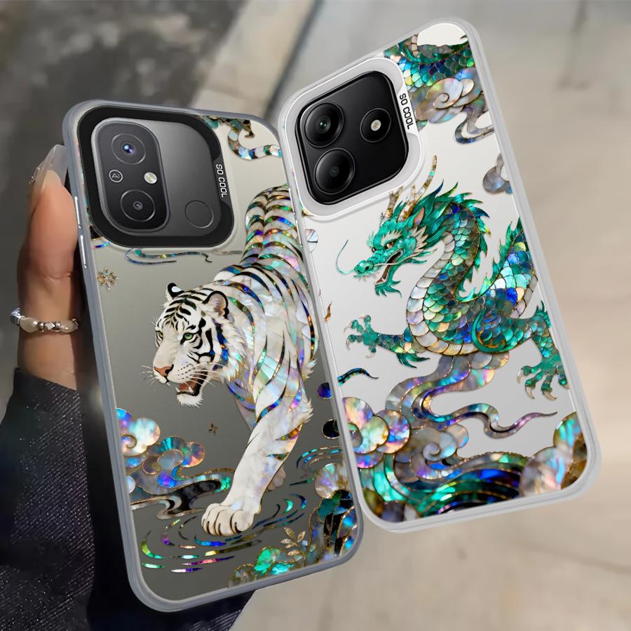 Creative Tiger Dragon Back Phone Cover Case for Xiaomi Redmi 9T Note 9 10 A5 12C A1 A2 Plus K60 9C 13C 10C 14C