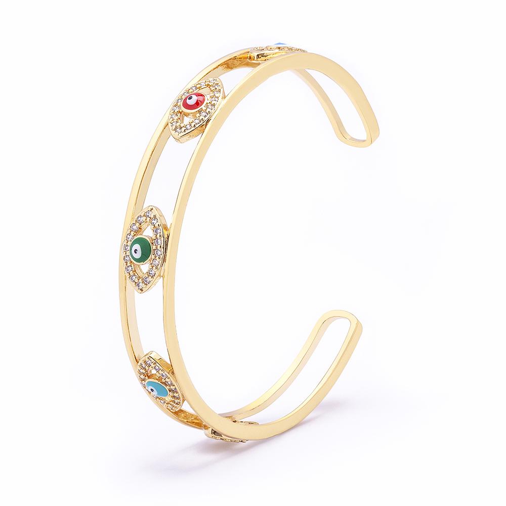 New Luxury Creative Design Turkish Evil Eye Cuff Bangle For Women Men Zircon Jewelry Hot Sale Party Wedding Lucky Gift Wholesale